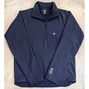 Mountain Hardwear Mens 1/4 Zip Fleece Lined Softshell  Jacket Navy Blue Medium